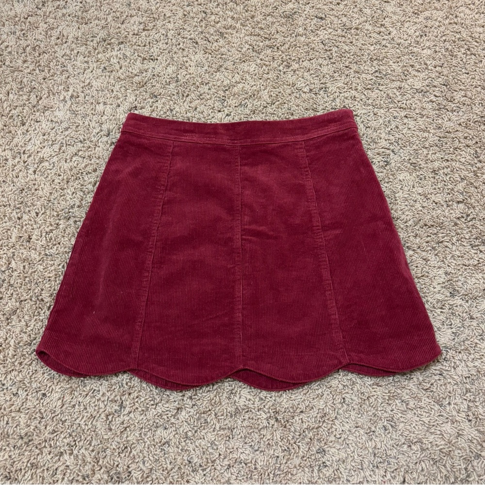 Altar'd State Burgundy Scalloped Skirt